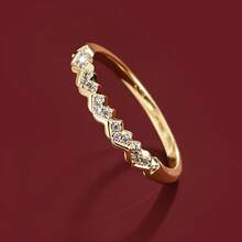 1pc Fashion Heart Shaped Artificial Zirconia Stone Women Ring - Multicolor - View 1