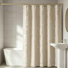 1pc Marble Pattern Metal Foil Printed Shower Curtain, Waterproof Thickened Bathroom Curtain With Hooks And Metal Grommets, Machine Washable, Suitable For Bathroom Decor - Multicolor - View 2