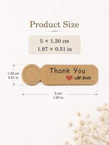 300pcs Vintage Thank You Gift Tags Heart Design Rustic Style Hanging Labels Wedding Birthday Party Favor Packaging Decoration Gift Supplies Set- Without Rope - Multicolor - View 2