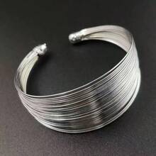 1pc Minimalist Multi-Layer Punk Metal Bracelet With Dense Metal Wire, Classic Versatile Gift - Silver - View 3