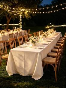 1pc Flat Rectangular Tablecloth - Stain Resistant & Wrinkle-Free Polyester Tablecloth, 150 X 259cm (Approx. 59 X 102 Inches) Suitable For Kitchen, Dining, Party, Wedding Indoor And Outdoor Use (Ivory White) - Ivory White - View 7