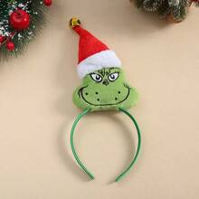 Panini Cute Grinch Plush Decorative Headband, Christmas Hat Design Green Headband, Holiday Costume Accessory, Christmas Party Photo Prop - One Size Fits All - View 4