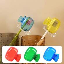 4pcs Portable Toothbrush Head Storage Box - Blue PP Protective Cover Holder, Suitable For Travel, Daily Use And Outdoor Bathroom Accessories, Travel Toothbrush Case | Vibrant Design | Polypropylene Lid - Multicolor - View 2