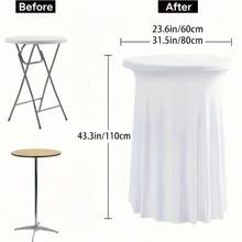 2pcs 32x43 Inch/24x43 Inch Round Tablecloths, Spandex Elastic Round Tablecloths, Suitable For Weddings, Parties, Banquets, Birthdays - Multicolor - View 4