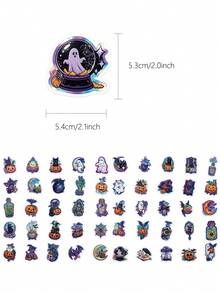 50pcs Holographic Halloween Stickers For Planner, Journal, Scrapbook, Notebook, Luggage, Envelope, Greeting Card, Tablet, Water Bottle - Holographic Halloween - View 6