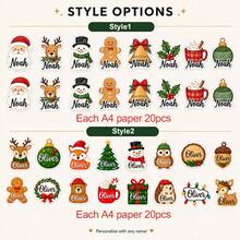 20-200pcs Custom Christmas Name Stickers, Personalized Gingerbread Stocking Tree Gift Labels, Festive Holiday Style, Customized Gift Stickers, Customizable Name Labels, Christmas Gift Wrapping Decor, Holiday Party Favors, Christmas Stickers - Style B - View 3