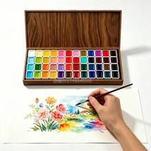 Set Cat Air Padat 60 Warna dalam Kotak Kayu, Palet Seni Portabel untuk Melukis, Menggambar, Seniman, Pelajar, dan Perlengkapan Kreatif. - Set - View 8