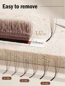 12 Rows Brown YY And W Lash Extensions, U-Shaped Narrow Angle Premade Fans, Soft Fluffy Individual Eyelashes 8-15mm For Natural Volume Sets, Lash Clusters, Cluster Lashes, False Lashes, Professional Lash Extension Supplies, Winky Beauty - View 3