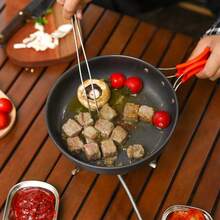 Portable Flat Bottom Frying Pan, Aluminum Alloy Small Skillet, Non-Stick Cookware For Outdoor Camping, Picnic, Suitable For 2-3 People, Couples And Family Gatherings - Grey - View 1