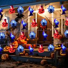 1PC 3M 20LED Witch Spider Pumpkin String Lights, Suitable For Halloween Decoration, Holiday Lighting, Party, Room, Haunted House, Bar Decoration, Patio[Battery Box] - Witch Spider Pumpkin - View 2