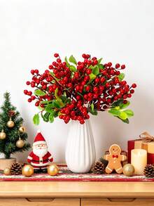 3PCS Red Berry Christmas Tree Branches, Christmas Tree Decoration, DIY Christmas Decoration, Wedding Winter Home Decoration, Fake Plants, Autumn Decoration, Bedroom Decoration, Christmas Decoration - Red - View 2