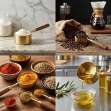 8pcs Measuring Cups & Spoons Set, Stainless Steel With Wooden Handle, Stackable Kitchen Measuring Tools, Suitable For Cooking, Baking, Dry & Wet Ingredients Weighing, Kitchen Baking Tools, Perfect For Home Baking Enthusiasts, Cooking Lovers And Baristas - Gold - View 6