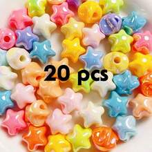 11mm 20/60pcs Solid Color/Iridescent Acrylic Star-Shaped Dopamine Color Beads, Christmas Handmade DIY Bracelet Necklace Sweater Chain Beads - Acrylic Stars - View 6