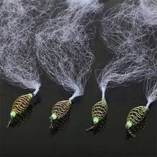 4pcs/Set Fishing Net Trap, Explosive Hook Net, Sea Fish Net, Eye-Catching Beads, Carbon Steel Bait Cage, Shallow Water Cast Gill Net Fishing Trap, Trap Net, Fishing Accessories For Fishermen - White - View 1