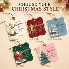 LICVIC Custom Christmas Gift Tags With Family Name, Personalized Holiday Greeting Card Tags, Cozy Winter Christmas Decor, Customized New Year Gift Labels, Customizable Hanging Present Tags, Christmas Party Decor, Holiday Gift Wrap Accent, Home Decor - Style E - View 2