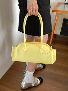 Summer Refreshing Underarm Large Bag Women's New Fashion PVC Jelly Bag Minimalist Commuter Shoulder Tote Bag - Yellow - View 5