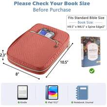 APLUFINE - Funda de Biblia para mujer, funda de transporte suave con accesorios, soporte para niñas, funda portadora, bolsa de iglesia - Rosa palo de rosa - Ver 2