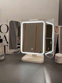 1pc LED Vanity Mirror, Leather Finish, USB Rechargeable Battery, Smart Touch Control, Suitable For Home Decor And Makeup Use - A - View 9