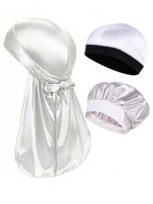男士真丝杜拉格头巾，带松紧带 - 纯色时尚头巾，适合休闲、舒适、运动和户外活动。透气柔软，男女通用，海盗风格杜拉格头巾，海盗帽，海盗服装。夏季、海滩、假日、节日、旅行 - A - 查看 30