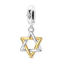 1pc Silver-Plated Sun Moon Star Pendant Bead, Dual-Color Split Craft, Hexagram Sun Moon Splicing Rhinestone Design, Exquisite Engraved Details, Romantic Universe Style, Suitable For Bracelet Necklace, Handmade DIY Jewelry Making And Couple Gifts - Multicolor - View 14