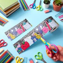 Cartoon Stationery Style Wall Decor Paper, Waterproof Self-Adhesive Blackboard Border Stickers For Classroom - A - View 5