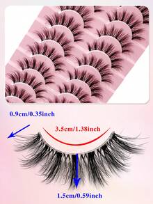 ENCHUW 10 Pairs Fake Eyelashes Cat Eye False Eyelashes With Clear Band Fluffy Soft Natural Look Eye Lashes False Eyelashes - Black - View 2