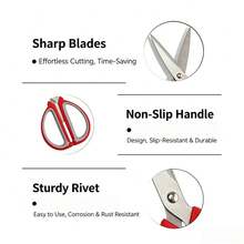 1pc High-Quality Tailor Scissors, Heavy Duty Multi-Purpose Stainless Steel Sewing Fabric Shears, Comfortable Grip, Professional Handmade Use - Red - View 5