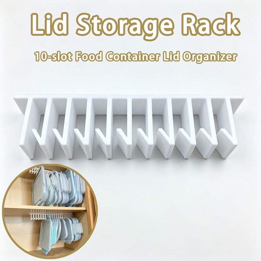 Pot Lid Storage Rack Multi-Slot Under Cabinet Hanging Rack Kitchen Organizer Sink Storage Rack 5 Hooks/10 Hooks/19 Hooks Optional Space-Saving Wall-Mounted Kitchen Storage Rack Sturdy Container Lid Storage Rack With Installation Accessories