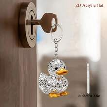 2D Flat 10pcs Cute Diamond Duck Keychain, Multi-Functional Acrylic Key Ring, Suitable For Car Key Chain And Backpack Decoration, Women's Keychain, Gift For Friends, Family, Classmates - View 3