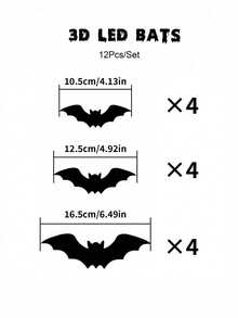 LED Bat Wall Sticker Night Light, 3D Bat Decorative Wall Sticker Lamp, Suitable For Festivals, Parties, Friends Gatherings, Atmosphere Decoration, Multi-Specification Window Garage Decorative Glowing Flashing Wall Sticker - Wall Sticker Lights - View 14