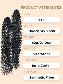 Women's Feather Crochet Hair Extensions 16 Inch 50 Bundles Pre-Split Invisible Jerry Curl Crochet Hair Synthetic Hair Extensions (50 Bundles Natural Black) - Black - View 10