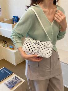 Women's Fashionable Versatile Commuter Casual Shoulder Bag, Premium Texture Lightweight Design, Waterproof Wear-Resistant Durable, Spring Autumn Winter Accessory - White - View 2