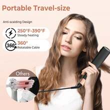 UKLISS 2-In-1 Curling Iron & Hair Straightener, Copper Comb Conducts Heat Evenly Without Damaging Hair, Quick Styling For Various Hair Types - Black - View 3