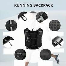 Running Vest Lightweight Hydration Backpack Breathable Running Backpack Unisex Outdoor Sports Marathon Trail Running Cycling Hiking - Black - View 6