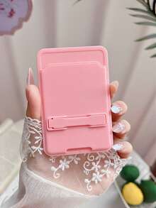Solid Color Adhesive Phone Card Holder With Built‑In Kickstand, 2 In 1 Self‑Adhesive Back Card Pocket & Foldable Phone Stand, Slim Stick‑On Card Wallet For Credit Card ID Card, Universal Portable Phone Accessory For All Smartphones, Multi Pastel Color Options - Multicolor - View 2
