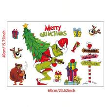 The Grinch 1 Set Pegatina de Pared de Película de Dibujos Animados Decoración Navideña Papel Tapiz Monstruo Verde Árbol de Navidad Calcomanía de Ventana Pegatina de PVC, Calcomanía de Ventana de Monstruo Verde de Dibujos Animados, Adecuado para Decoración de Fiesta y Cumpleaños, Decoración Popular de Vacaciones y Fondo Fotográfico; Regalo de Navidad Favor de Fiesta - Multicolor - Ver 14