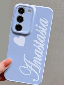 1pc Minimalist Cream Ins Style Retro Y2K Sweet Cool Girl Heart Signature Customized Color Pattern Contrast Image Name Personalized Signature Short Phrase Custom Couple Daily Commute Holiday Anniversary Exclusive Gift Phone Case Custom 2-In-1 Glossy Film Hard Shell Full Coverage Protective Cover Compatible With IPhone 11/12/13/14/15/16/17 Pro Max - Multicolor - View 5
