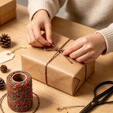 2 Rolls Multifunctional 2mm Rope, 20m/Roll Tricolor Line, Holiday Rope, Red, Green, Gold Striped Line For Gift Wrapping, DIY Crafts, Sewing And Holiday Decoration - A - View 10