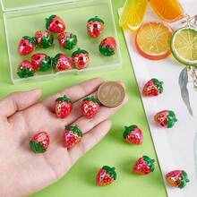 2/10/20pcs Red Strawberry Acrylic Beads, Suitable For DIY Bracelets, Keychains, Phone Charms, Jewelry Making, Earrings And Handmade Craft Accessories - Multicolor - View 2