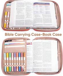 APLUFINE - Funda de Biblia para mujer, funda de transporte suave con accesorios, soporte para niñas, funda portadora, bolsa de iglesia - Rosa palo de rosa - Ver 3