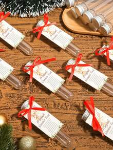 10 Sets Magical Reindeer Food Kit With Plastic Tubes, Red Ribbon Roll & Activity Cards - Christmas Eve Tradition, Stocking Stuffers, Holiday Party Favors, Transparent Window Display DIY Reindeer Food Mix For ' Doorstep & Winter Nights - Multicolor - View 2