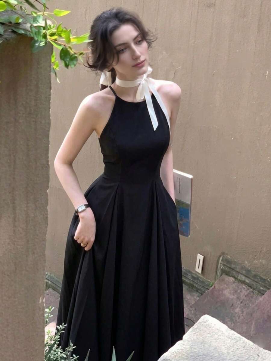 Concert Spaghetti Strap Elegant Casual Women's Summer Sleeveless A-Line Dress Party Birthday Dress Black