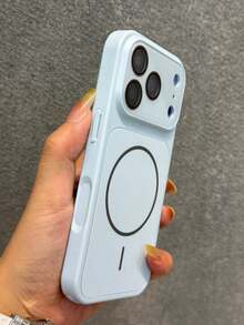 1件電鍍邊框極簡透明強力磁吸手機殼，適用於 iPhone 18 Pro Max 17 Air 16 15 14 13 12 Pro Plus Max，支持無線充電，軟矽膠背蓋 - 淺藍色 - 查看 3