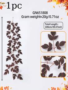 1/2件 100cm/39.37in 秋季人造紅褐色葉子仿真植物，秋季萬聖節裝飾 - 100cm秋色 - 查看 9