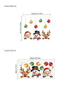 mama look 1pc, Multi-Style, Christmas Decoration Wall Sticker, Santa Claus, Snowman, Reindeer, Gift Box Pattern, PVC Self-Adhesive Removable Wall Sticker, Suitable For Bedroom, Living Room, Kitchen, Dining Room, Bathroom Background Wall, Can Cover Imperfections - Multiple Styles - View 7