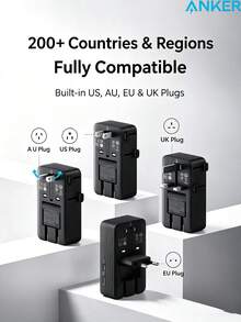 anker A9215, 5-In-1 Universal Travel Adapter, 20W PD Fast Charging, Slim And Portable, Multi-Functional Power Adapter For International Travel - Multicolor - View 6