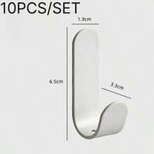 10PCS/SET Kait Perekat Bentuk J Tanpa Bor, Kait Tipe L Tahan Beban Berat Tanpa Paku untuk Gantungan di Dapur, Kamar Mandi, dan Belakang Pintu - View 7