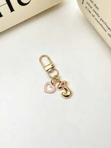 1pc 26 Letters Oil Drop Hollow Heart Pendant Initial Keychain, Bag Charm Pendant, Copper Material, Perfect Gift For Couples And Friends - Random Color - View 10