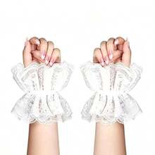 Women's Fake Collar And Cuff Set, High-End Lace Bow Tie Clothing Accessory - White - View 4