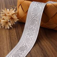 2/5碼金銀色刺繡提花蕾絲，適合縫製，可用於髮飾裝飾、DIY手工裝飾、禮物包裝 - 多色B - 查看 15